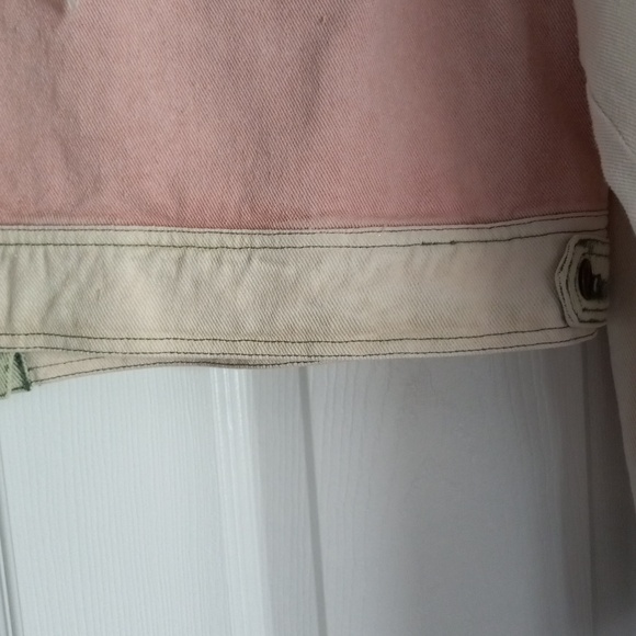 OLI & HALI Womens Pink & Cream Fringe Trim Denim Jacket - Picture 4 of 5